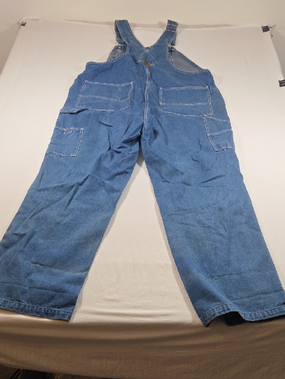 Universal Thread Washed Denim Women’s 12 Overalls Frayed  Hem Distressed Boho - Picture 15 of 15